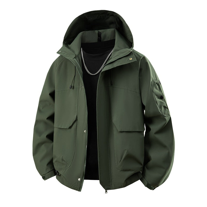 Herren wasserdichte Kapuzenjacke für den Außenbereich mit winddichter Membran, verstellbarem Saum und multifunktionalen Taschen – Cavarno