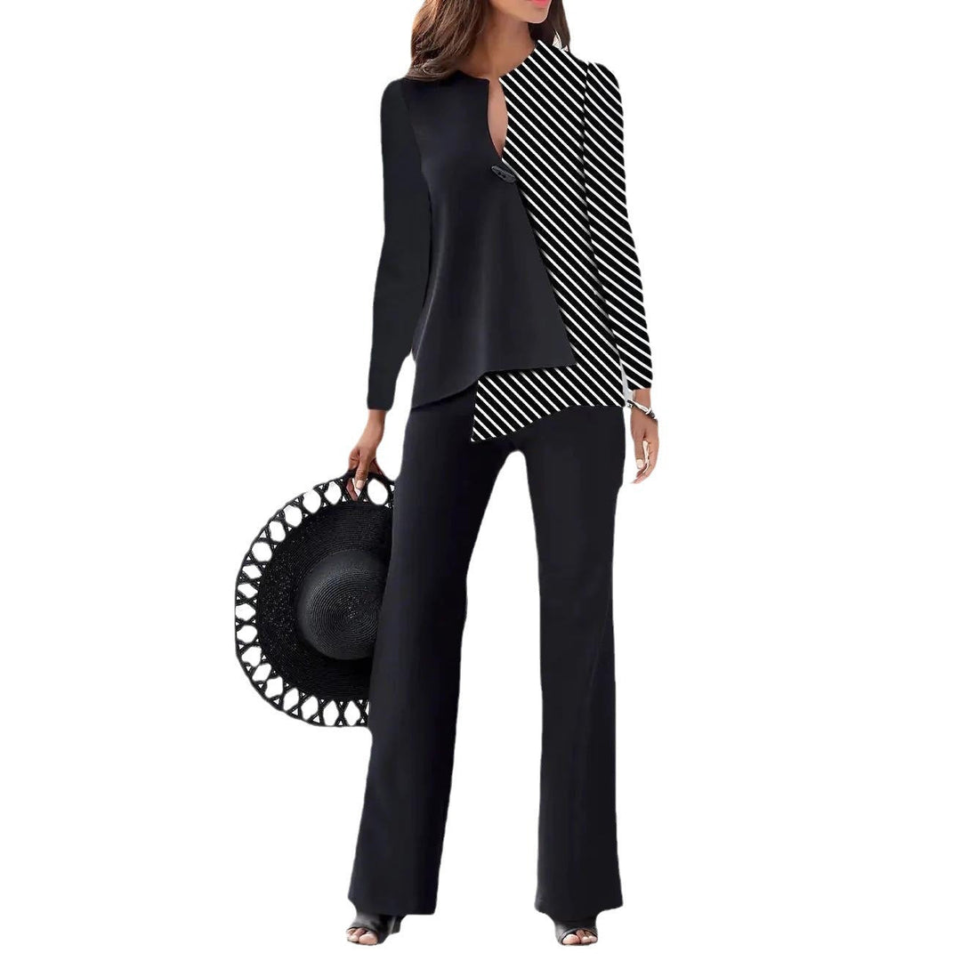Damen Elegantes und modernes Hosenanzug-Set mit asymmetrischem Design Echoarchiv
