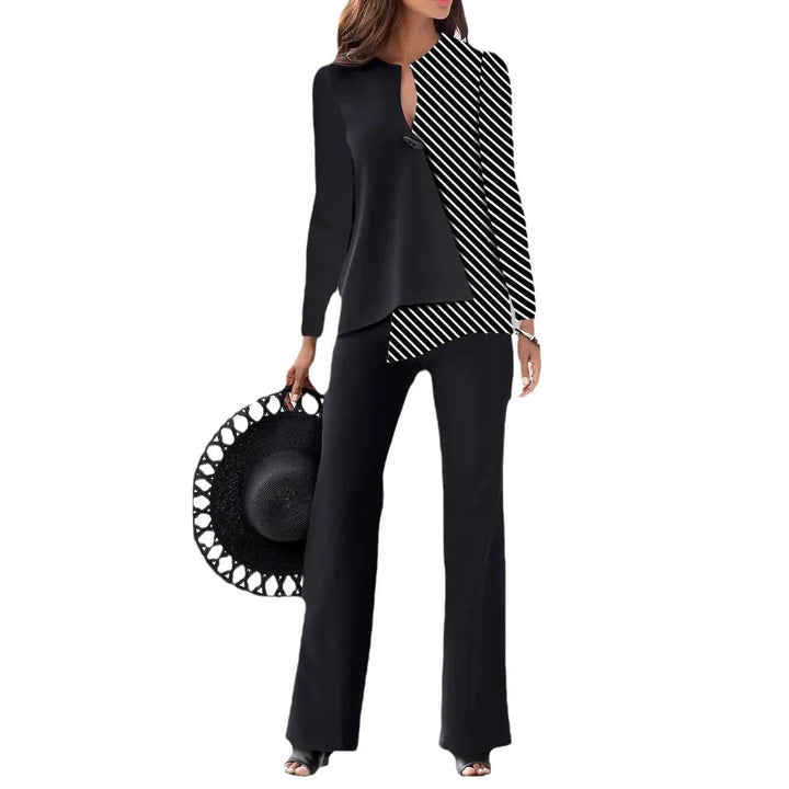 Damen Elegantes und modernes Hosenanzug-Set mit asymmetrischem Design Echoarchiv