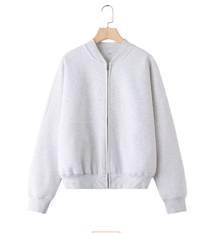 Damen 300+ minimalistische Oversize‑Bomberjacke mit durchgehendem Reißverschluss und gerippten Bündchen Echo Archiv