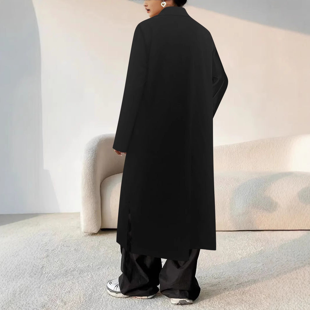 Damen Longline-Mantel mit Hemdkragen und Oversize-Silhouette Echoarchiv