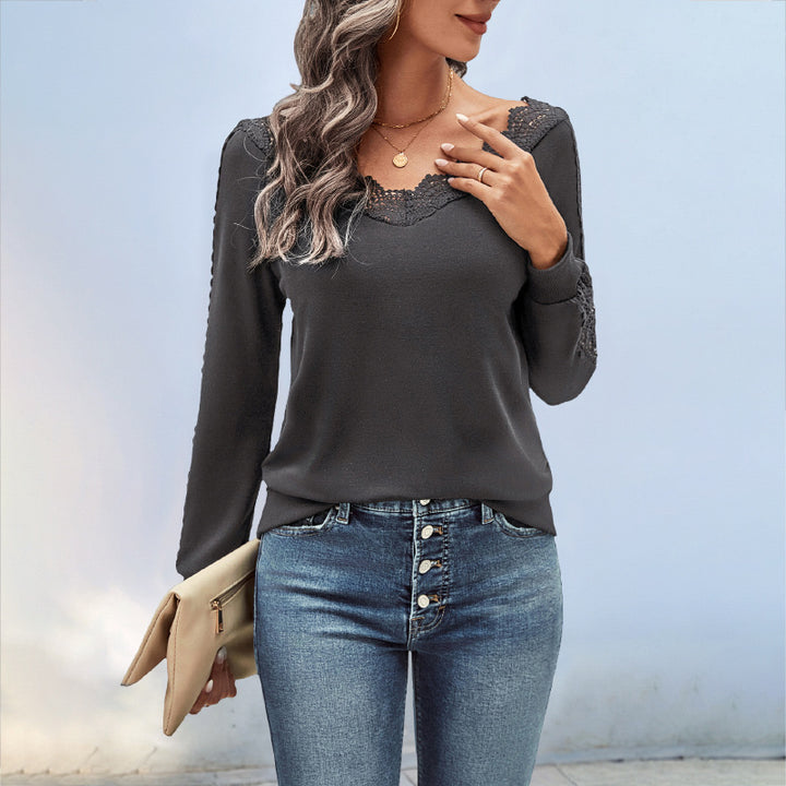 Damen Elegantes Strickoberteil mit Spitzenakzenten Echo Archiv