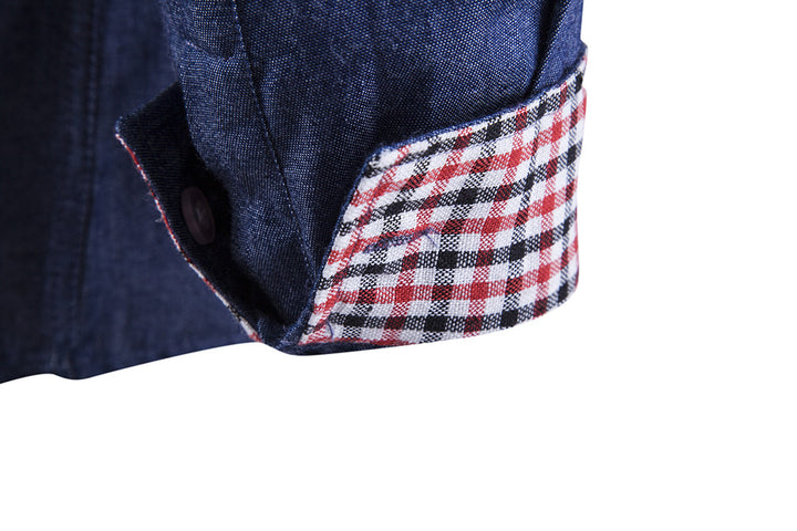 Herren modernes Denim-Shirt mit schickem Kragen und praktischer Brusttasche Echoarchiv
