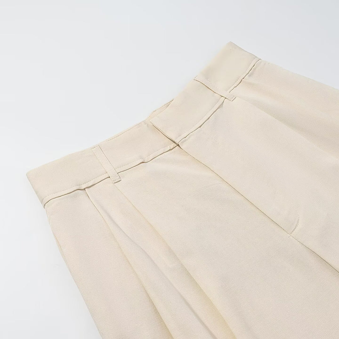 Damen Hochtaillierte Palazzohose mit Bundfalten und weitem Bein Echoarchiv
