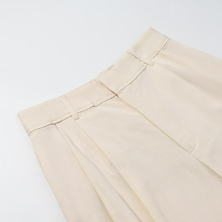 Damen Hochtaillierte Palazzohose mit Bundfalten und weitem Bein Echoarchiv