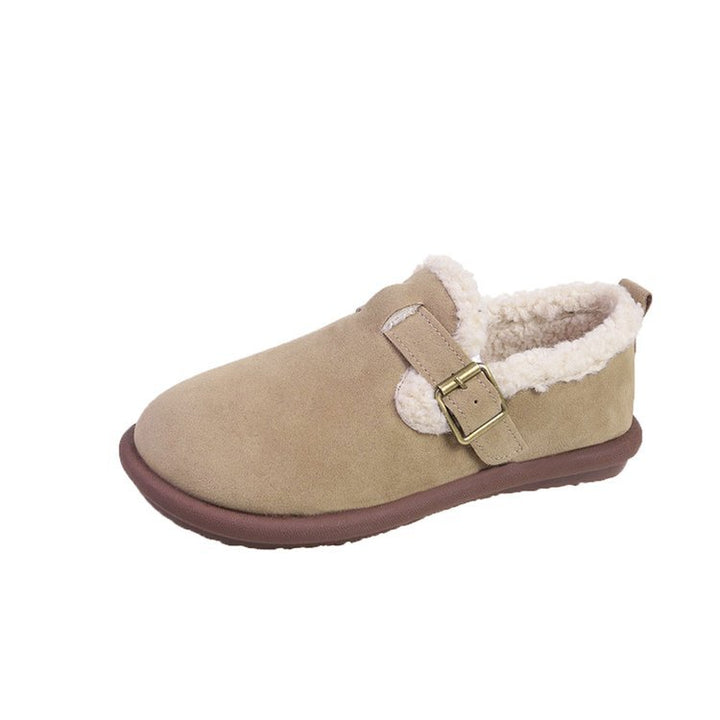 Damen Gefütterte Wildleder‑Optik Hausschuhe-Mules mit Teddyfutter und verstellbarem Riemen – Lioré