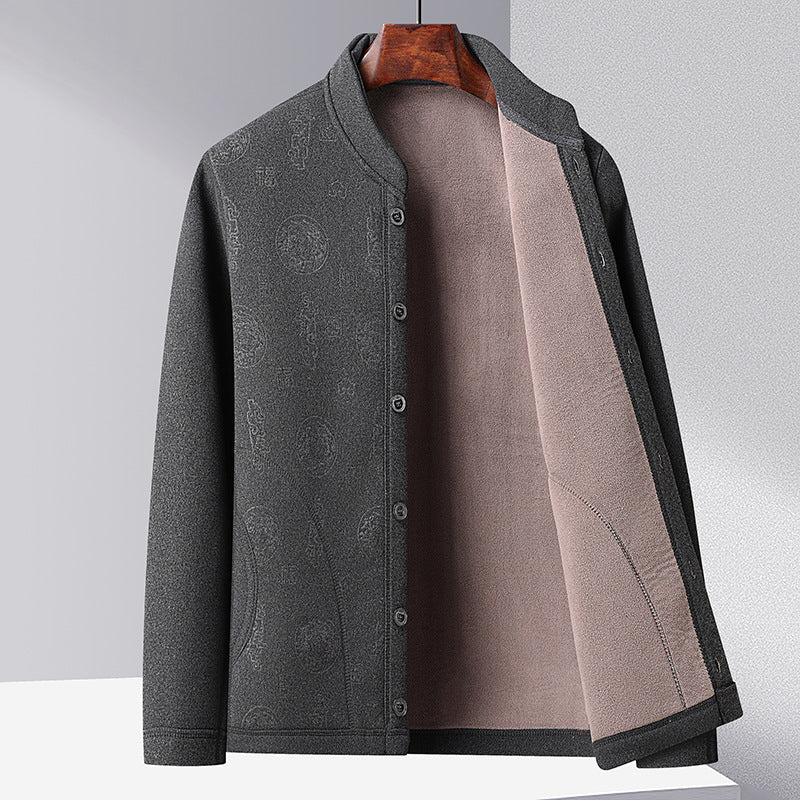 Herren modische Strickjacke mit hochgeschlossenem Kragen und Knopfleiste Echoarchiv