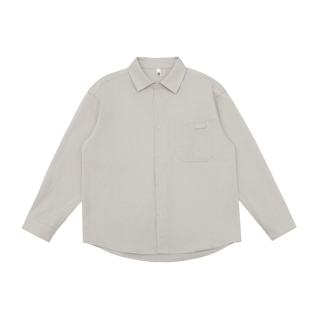 Unisex Oversize Hemdjacke im minimalistischen Workwear Stil mit gerundetem Saum und Brustpattentasche Echoarchiv