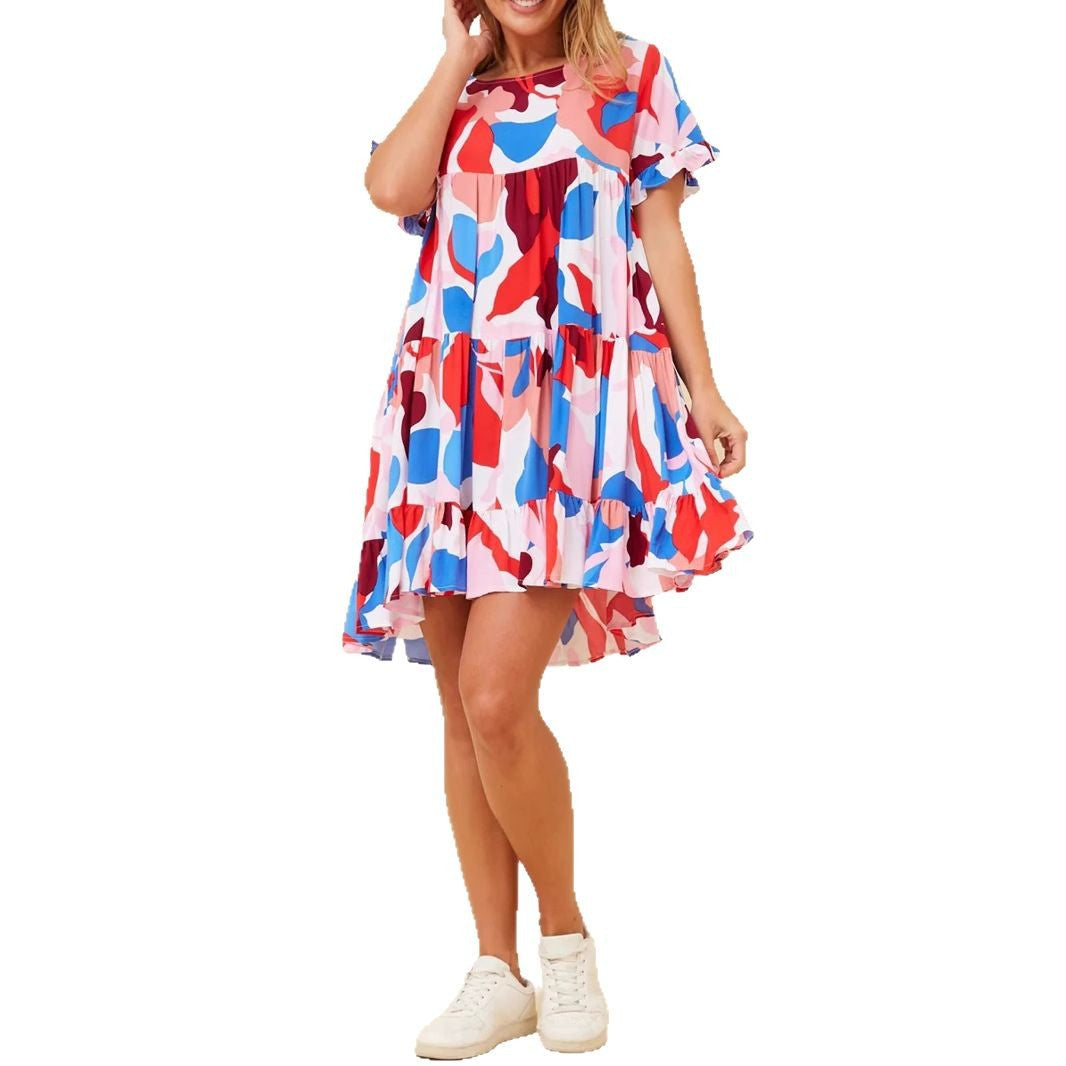 Damen verspieltes Sommerkleid mit Rüschen und asymmetrischem Saum Echo Archiv