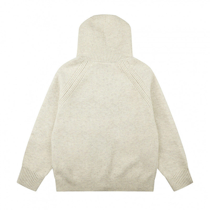 Unisex Weitgeschnittener Kapuzenstrickcardigan mit durchgehendem Reißverschluss und Raglanärmeln Echo Archiv