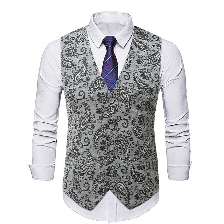 Herren Taillierte Anzugweste mit Paisley‑Jacquard und V‑Ausschnitt Echo Archiv