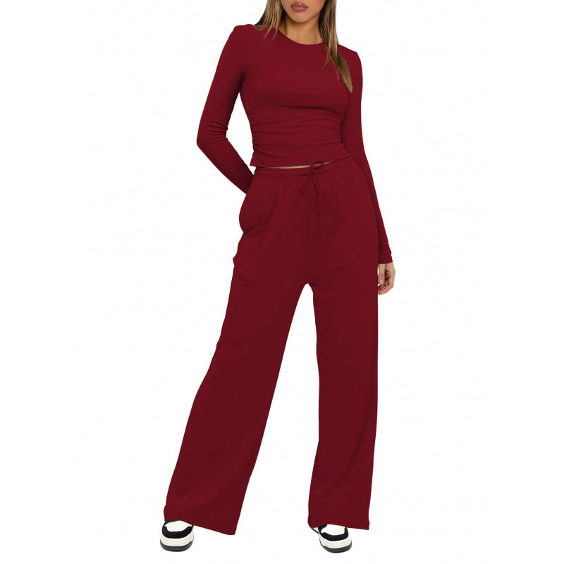 Damen Relax-Freizeithose mit extra weitem Bein, elastischem Bund und Kordelzug Echoarchiv