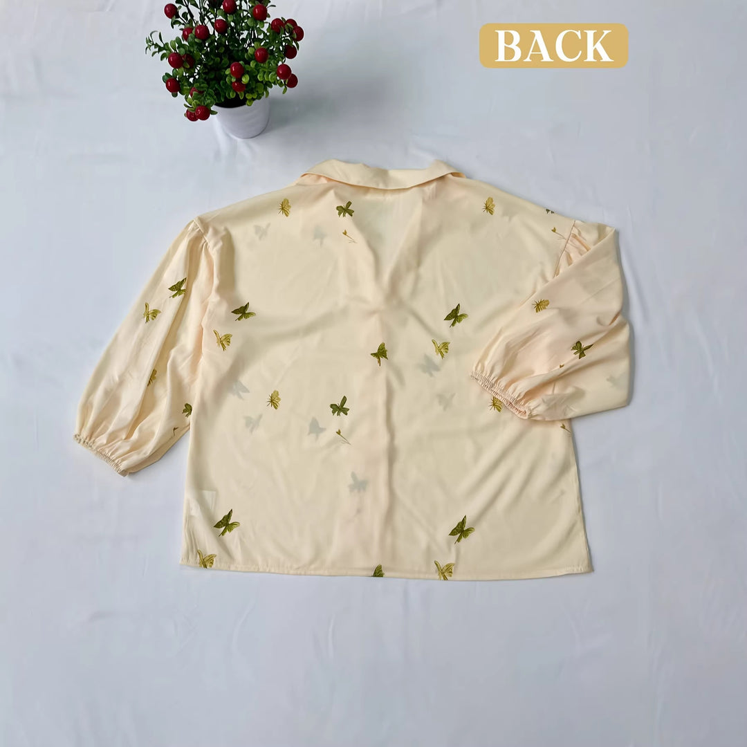 Damen Bluse mit Rüschendetails und floralem Stickdesign Echo Archiv