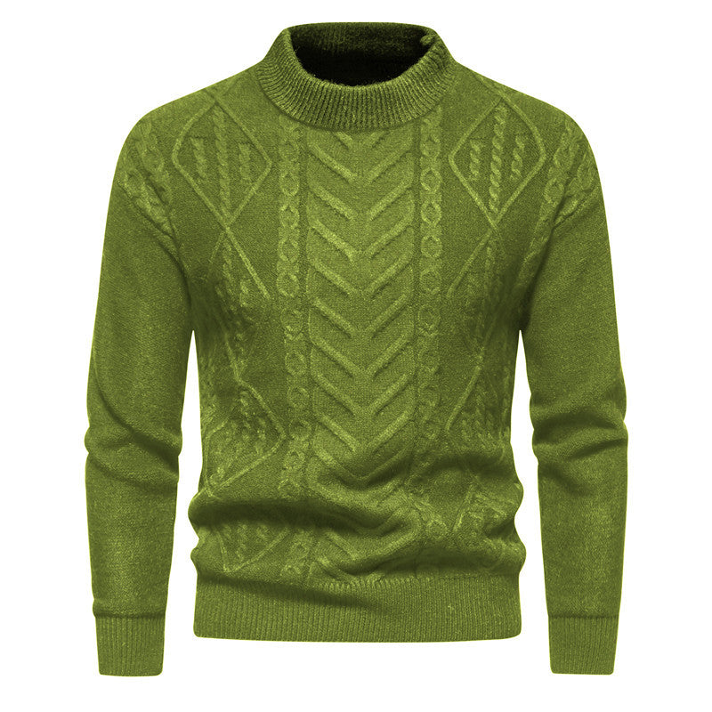 Herren Strukturierter Mockneck-Strickpullover mit Zopf- und Chevron-Muster Echo Archiv