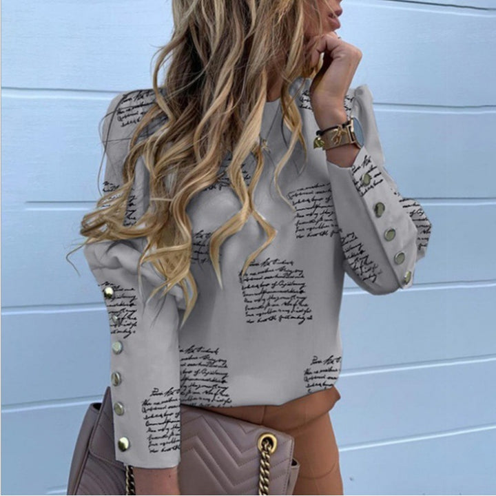 Damen Leichte Bluse mit Leopardenprint, Ballonärmeln und Zierknopfleiste – Élovi