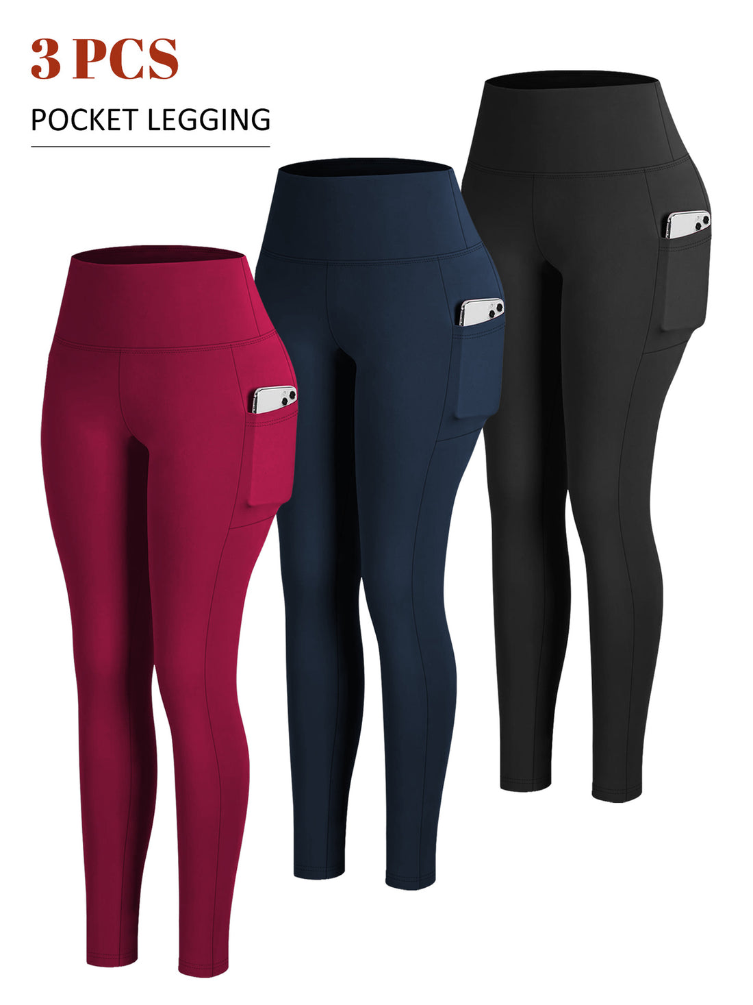 Damen Knöchelhohe Sportleggings mit hohem Bund und seitlicher Smartphone-Tasche – Avélisse