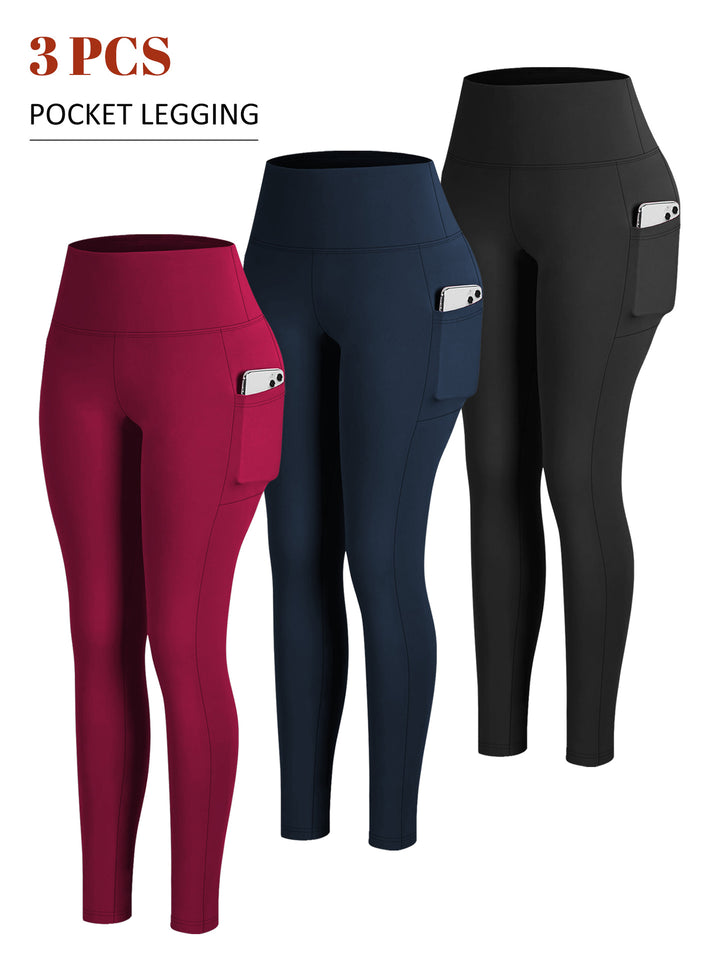 Damen Knöchelhohe Sportleggings mit hohem Bund und seitlicher Smartphone-Tasche – Avélisse