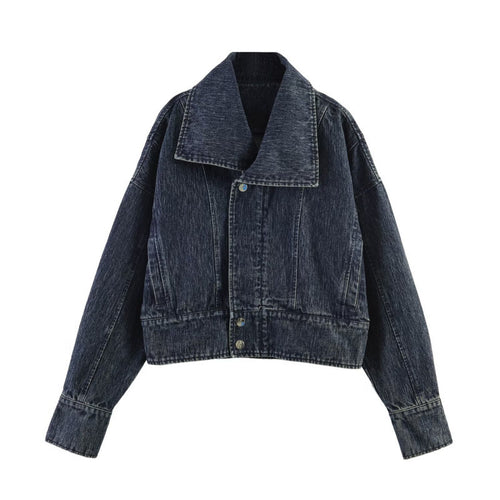 Damen oversized Cropped-Jeansjacke mit weitem Kragen Echo Archiv