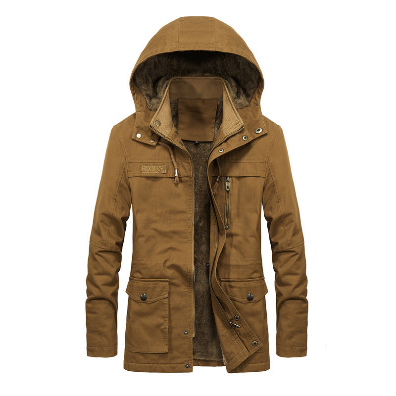 Herren Canvas-Parka mit Teddyfutter, verstecktem Zweiwege-Reißverschluss und Utility-Taschen – Taviero