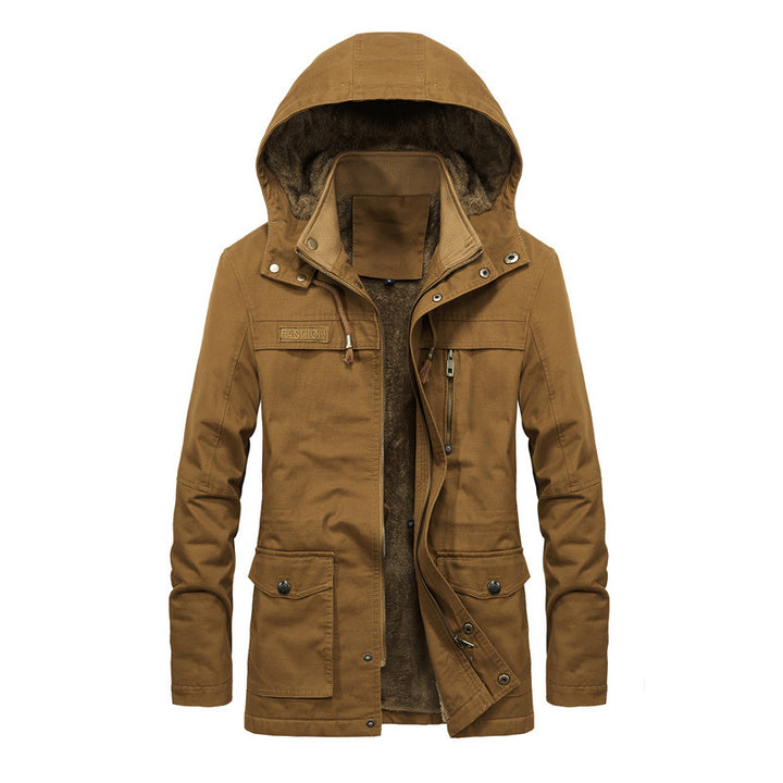Herren Canvas-Parka mit Teddyfutter, verstecktem Zweiwege-Reißverschluss und Utility-Taschen – Taviero