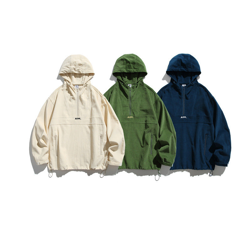 Unisex Oversize Kapuzen-Anorak mit Halbzip, Tunnelzug und Reißverschlusstaschen Echoarchiv