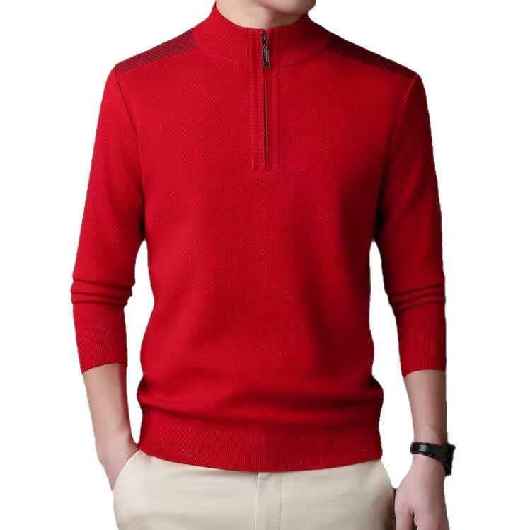 Herren funktionaler Rollkragenpullover mit halbzipper und strukturiertem Design Echoarchiv
