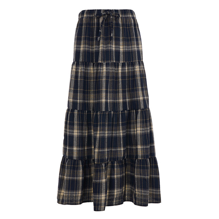 Damen Langer, karierter Maxi-Rock im Lagenlook Echo Archiv