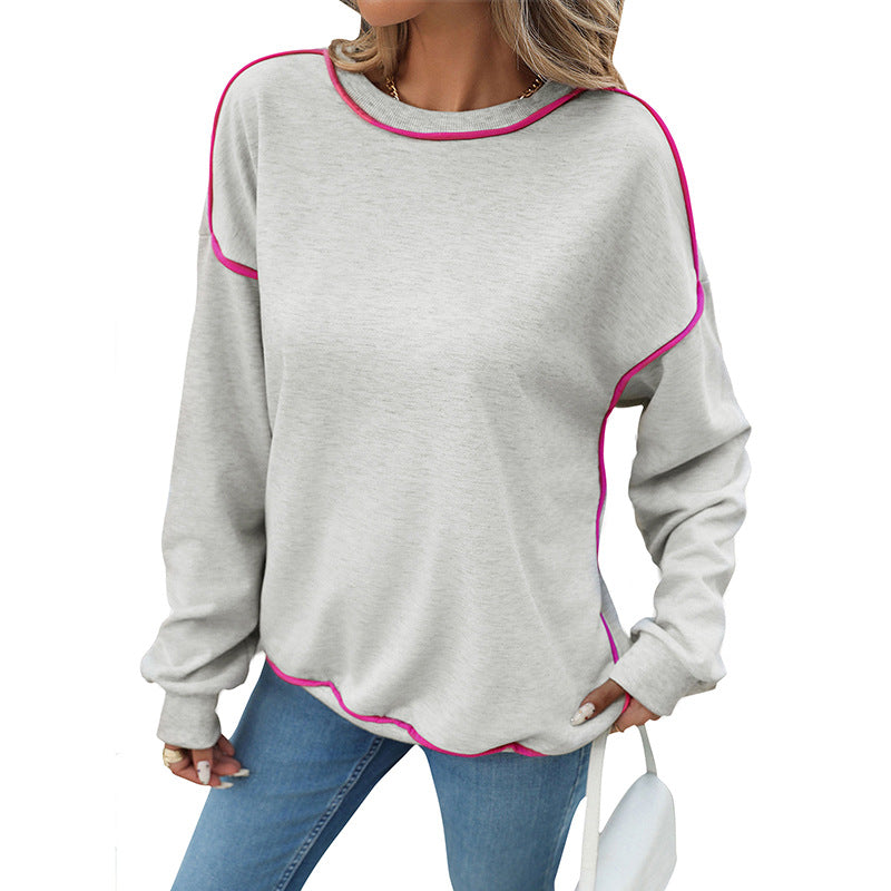 Damen Oversize-Sweatshirt mit Kontrastnähten und geripptem Saum Echoarchiv