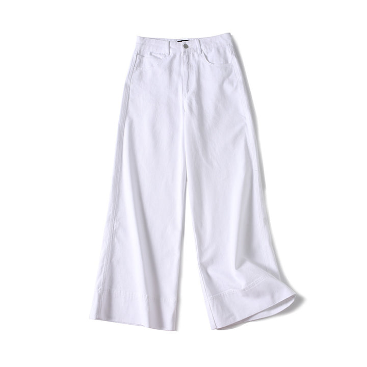 Damen Weite hochtaillierte Palazzo-Hose aus Baumwollmix mit Umschlagsaum Echo Archiv