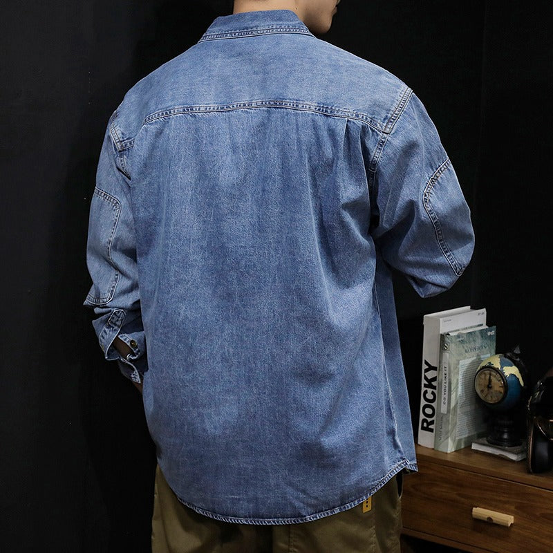 Herren lässige Denim-Hemdjacke mit praktischen Brusttaschen und modernem Schnitt Echoarchiv