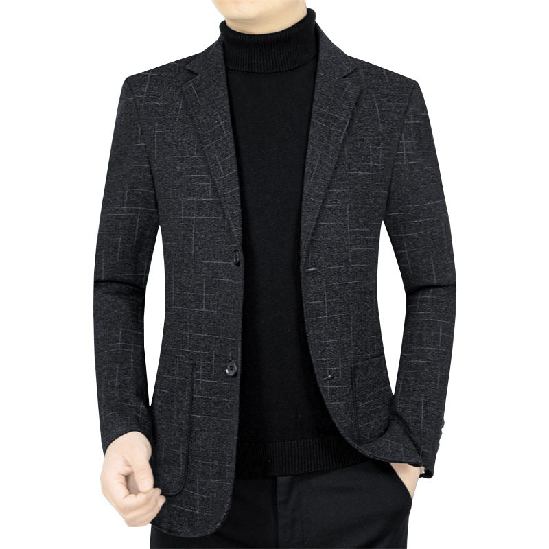 Herren Slim-Fit Sakko aus Wollmischung mit dezentem Karomuster – Tianoro