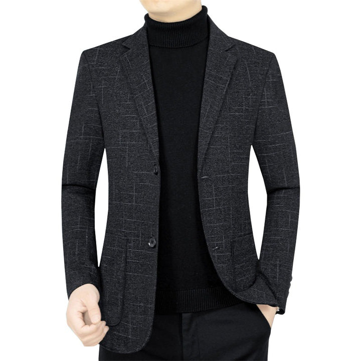 Herren Slim-Fit Sakko aus Wollmischung mit dezentem Karomuster – Tianoro