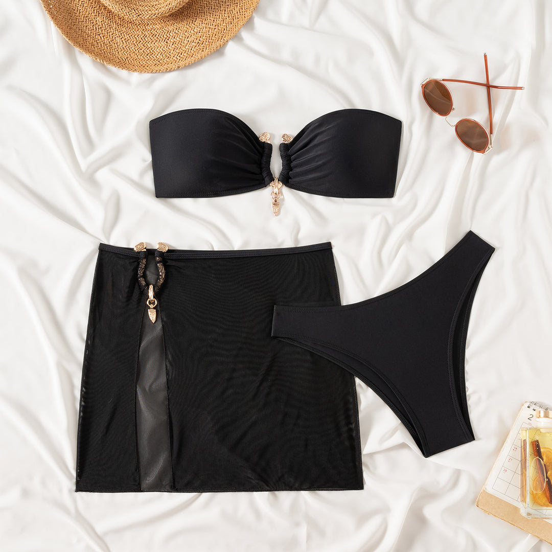 Damen Bandeau-Bikini Set mit eleganter Rock-Overlay Echo Archiv