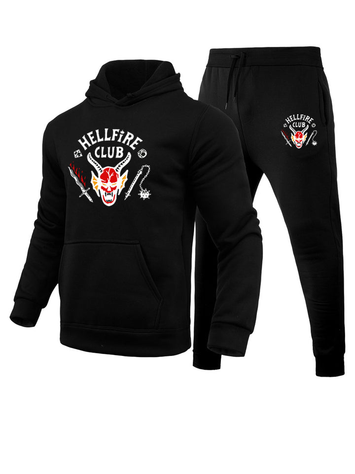 Herren bequemer Kapuzenpullover und Jogginghose Set mit auffälligem Grafikdesign Echoarchiv