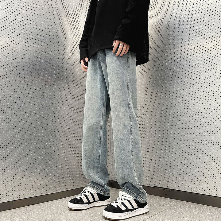 Herren Weite Vintage-Denim-Hose im Baggy‑Straßenstyle mit vorderer Bügelfalte Echo Archiv