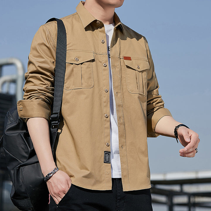 Herren Utility-Overshirt aus Baumwollmix mit Brustpattentaschen und verstärkten Nähten Echoarchiv