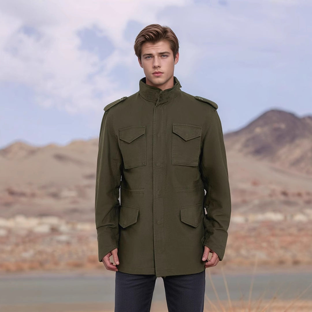 Herren nan leichte Baumwoll-Feldjacke mit aufgesetzten Taschen und Schulterklappen Echo Archiv