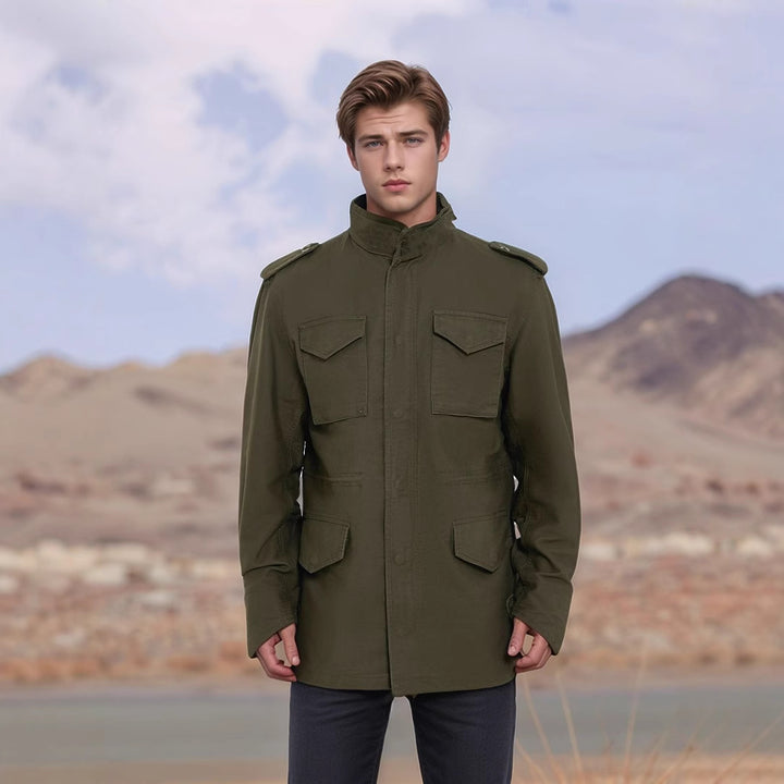 Herren nan leichte Baumwoll-Feldjacke mit aufgesetzten Taschen und Schulterklappen Echo Archiv