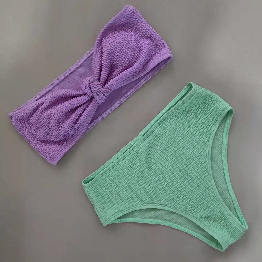 Damen Bikini-Set mit strukturierter Oberfläche und modischem Knoten Echo Archiv