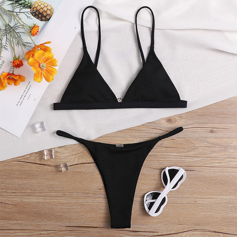 Damen Triangel-Bikini-Oberteil mit verstellbaren Trägern und elegante Rippstruktur Echo Archiv