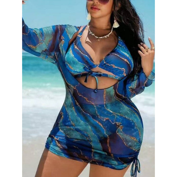 Damen Strandkleid mit transparenten Einsätzen und modischem Wickel-Design Echo Archiv