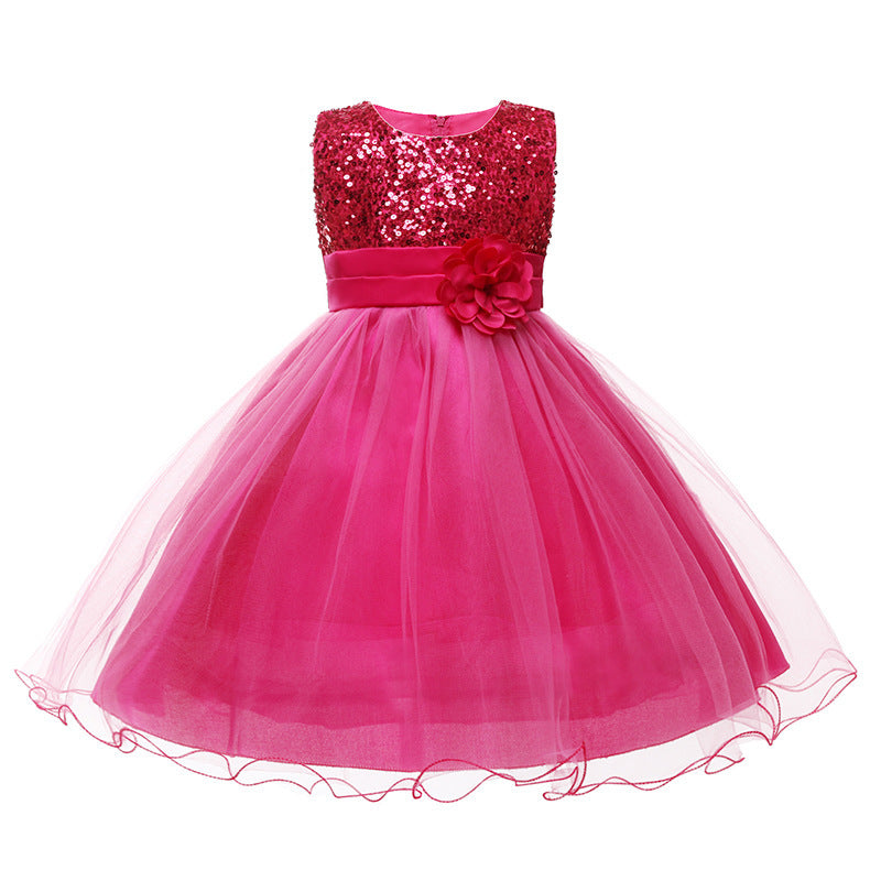 Mädchen Festliches Tüllkleid mit Glitzerndem Oberteil und Floraler Applikation Echoarchiv