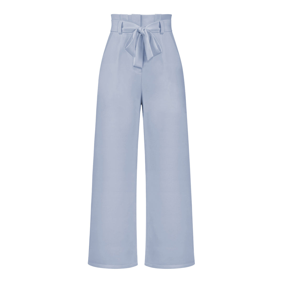 Damen hochtaillierte Paperbag-Hose mit weitem Bein und Taillengürtel – Avérine