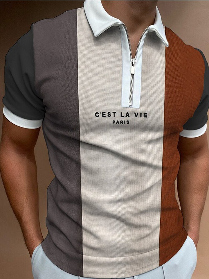 Herren Polohemd mit modernem Reißverschlussdesign Echoarchiv