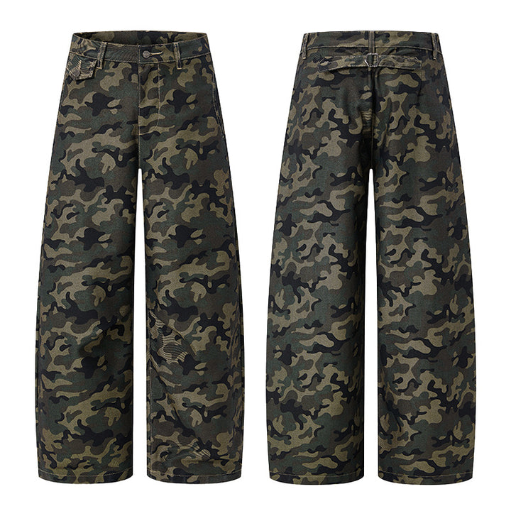 Herren Ultraweite Camouflage-Palazzohose mit geradem Bein und strukturierter Canvas-Qualität Echo Archiv