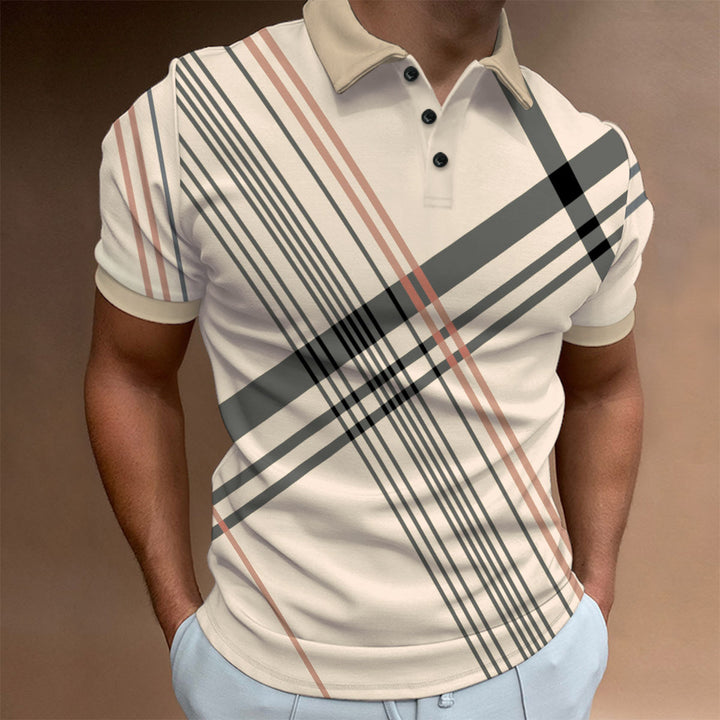 Herren modisches Poloshirt mit modernem Liniendesign und Kragen Echoarchiv