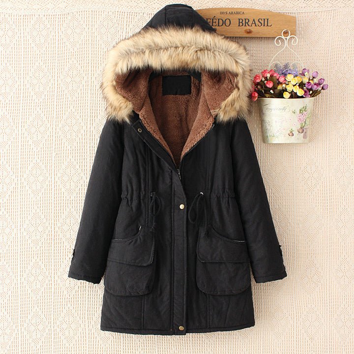 Damen Winterparka mit abnehmbarer Kunstfellkapuze, Teddy-Innenfutter und taillierendem Tunnelzug – Montévia