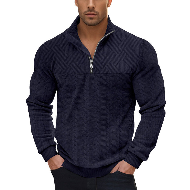 Herren Strickpullover mit modernem Reißverschluss und strukturiertem Design Echoarchiv