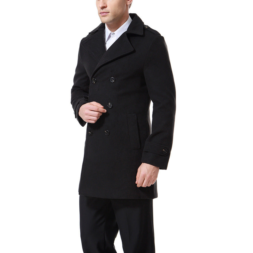 Herren modischer Trenchcoat mit doppelter Knopfleiste und praktischen Taschen Echoarchiv