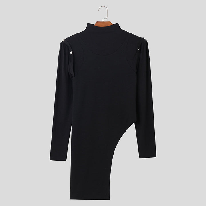 Damen Modisches Langarmkleid mit asymmetrischem Schnitt und elegantem Stehkragen Echoarchiv